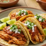 served birria chicken tacos with consommé