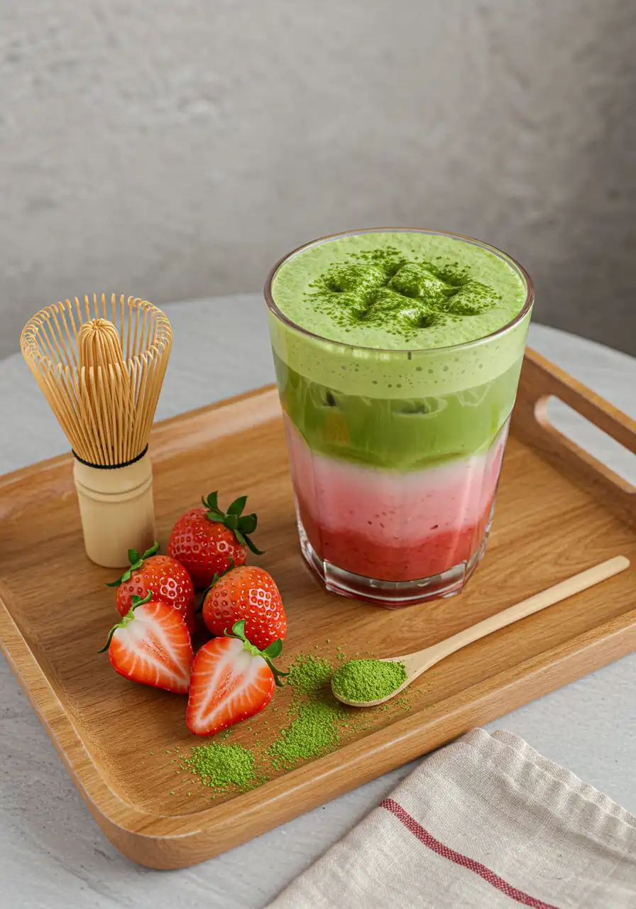 Matcha Latte with Strawberry Syrup: Creamy, Fruity & Refreshing