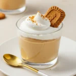 Single serving of biscoff banana cream pudding with whipped topping