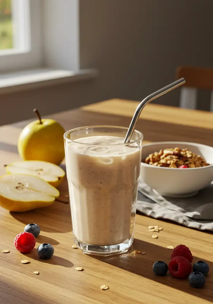 serving banana oat milk with breakfast