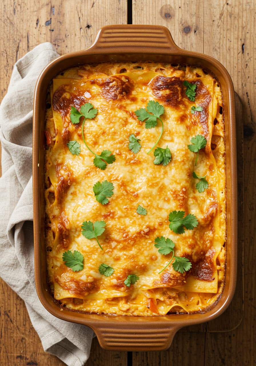 Best Butter Chicken Lasagna Recipe in Ceramic Dish