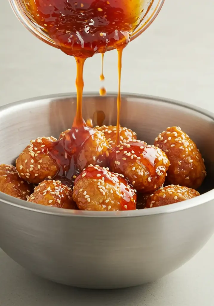 Plated crispy sweet chili chicken with rice