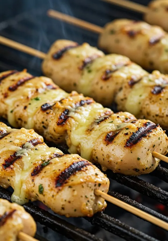 Grilling garlic parmesan chicken skewers