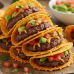 Keto smash burger tacos served on cutting board with toppings