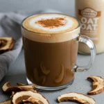 mushroom coffee latte with cinnamon foam