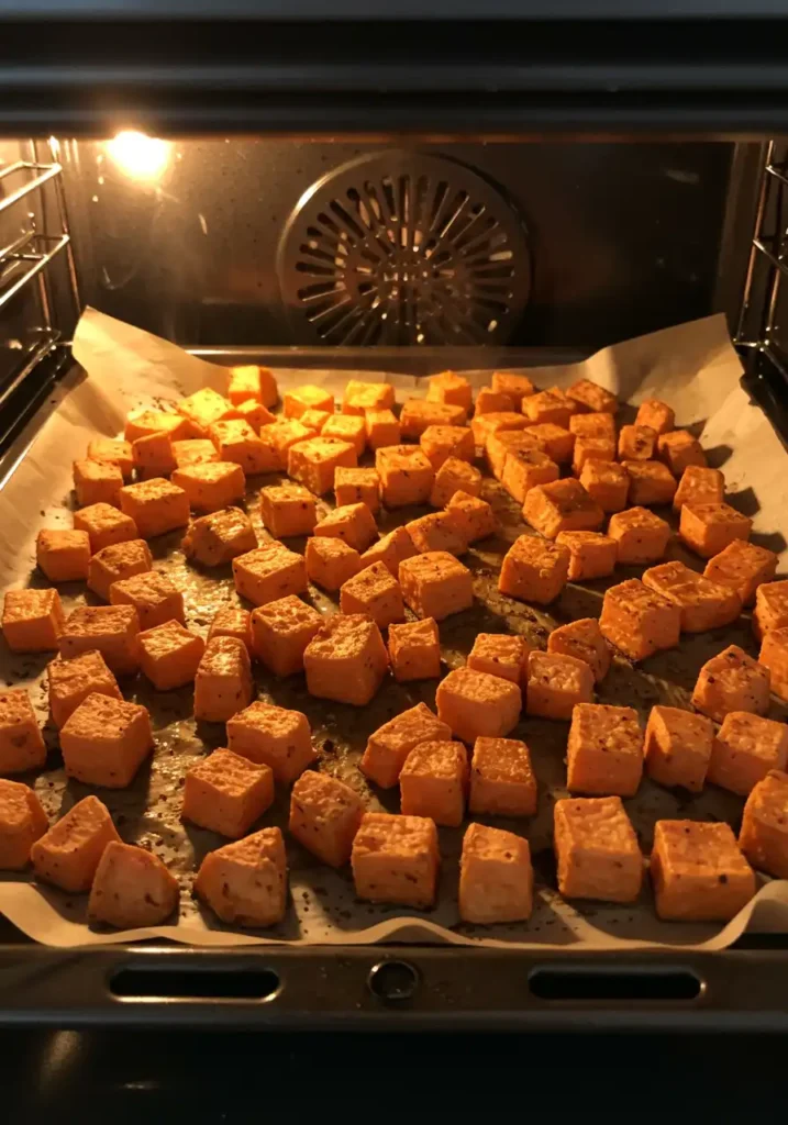 roasted sweet potatoes for taco bowls