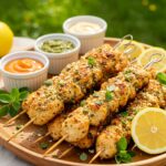Serving garlic parmesan chicken skewers