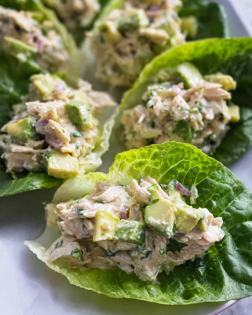Avocado Chicken Salad Lettuce Wraps
