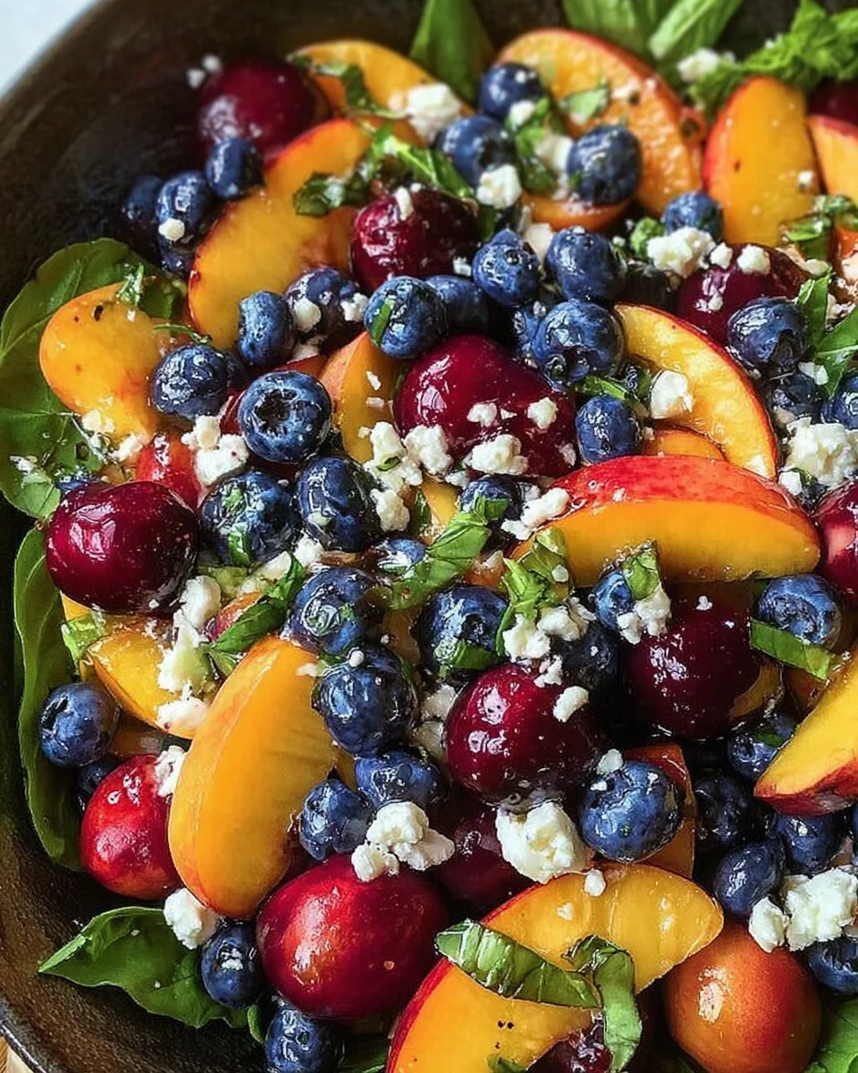 Blueberry Peach Feta Salad