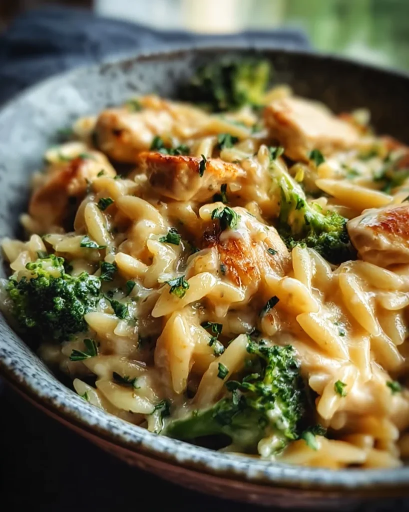 Cheesy Chicken Broccoli Orzo