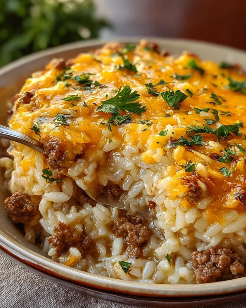 Cheesy Hamburger Rice Casserole