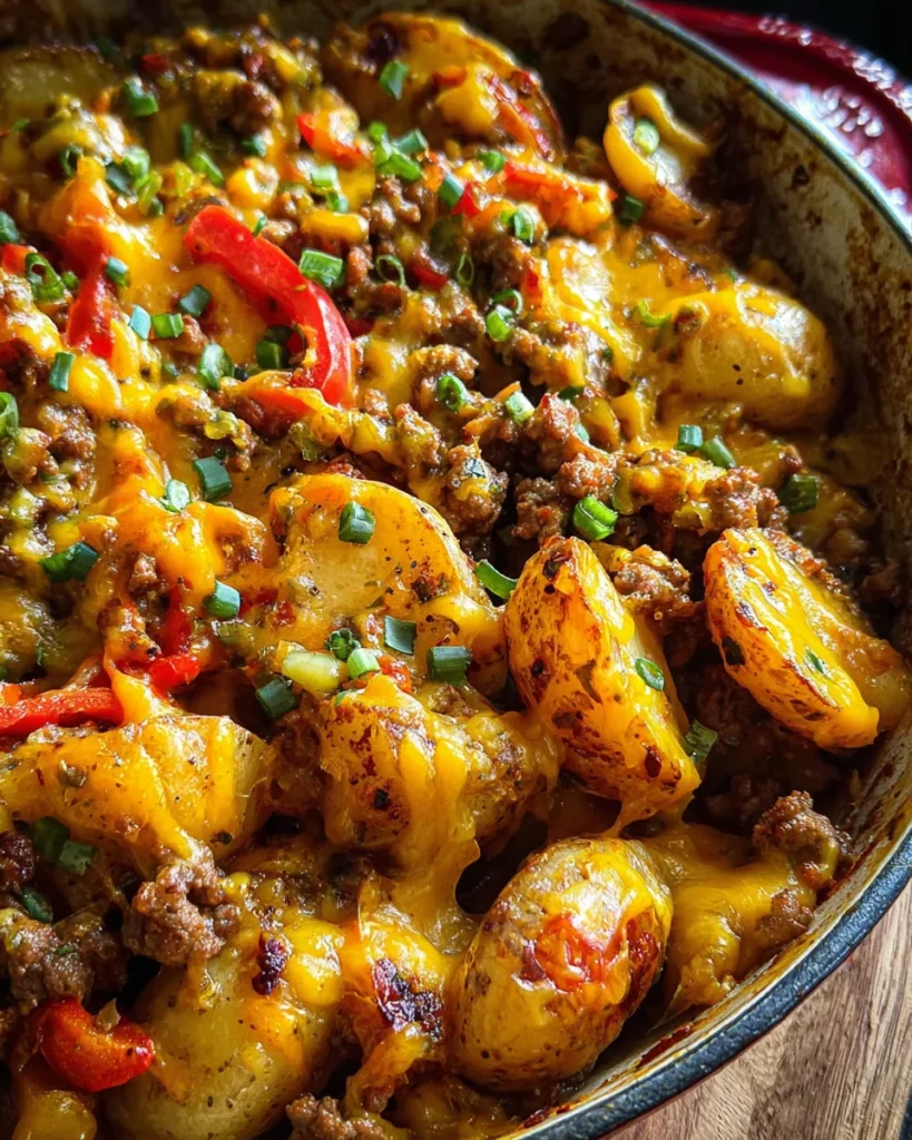 Cheesy One Pot Beef and Potatoes