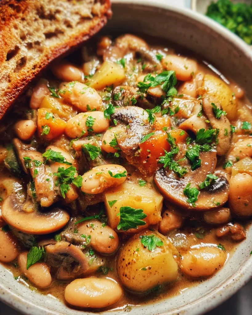Cozy White Bean Mushroom Stew (Vegan)