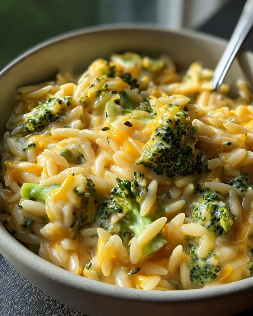Creamy One-Pot Broccoli Cheddar Orzo