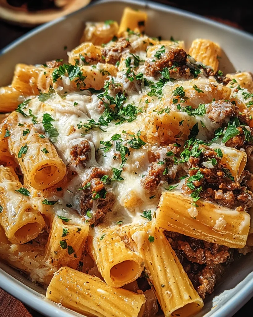 Creamy Parmesan Beef Rigatoni