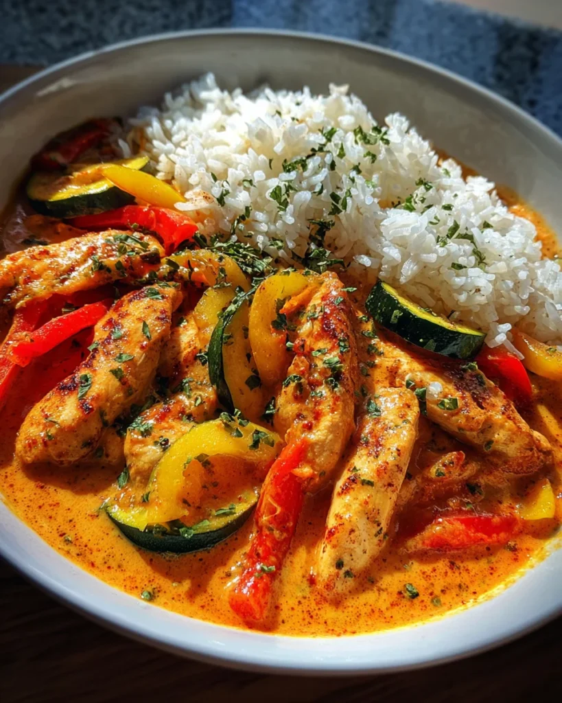 Cremiges Paprika-Zucchini-Hähnchen