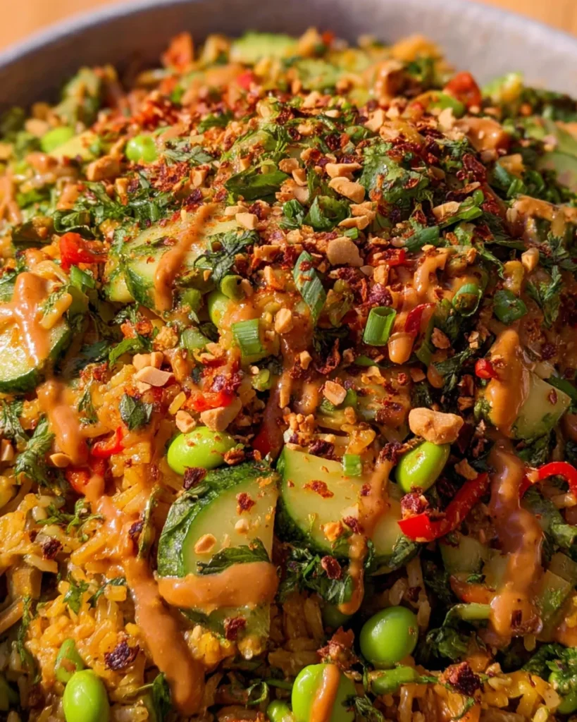Crispy Rice Salad with Peanut-Chili Dressing
