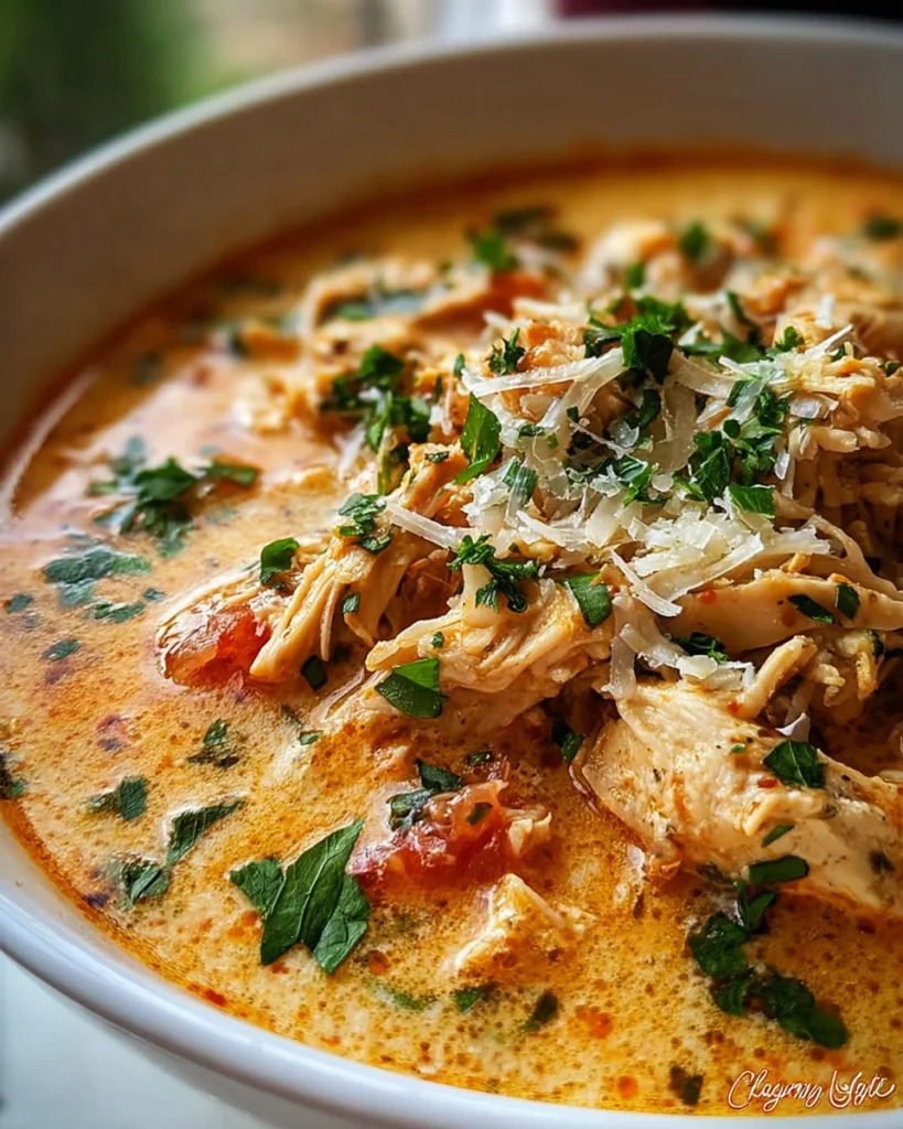 Crock Pot Creamy Chicken Parmesan Soup