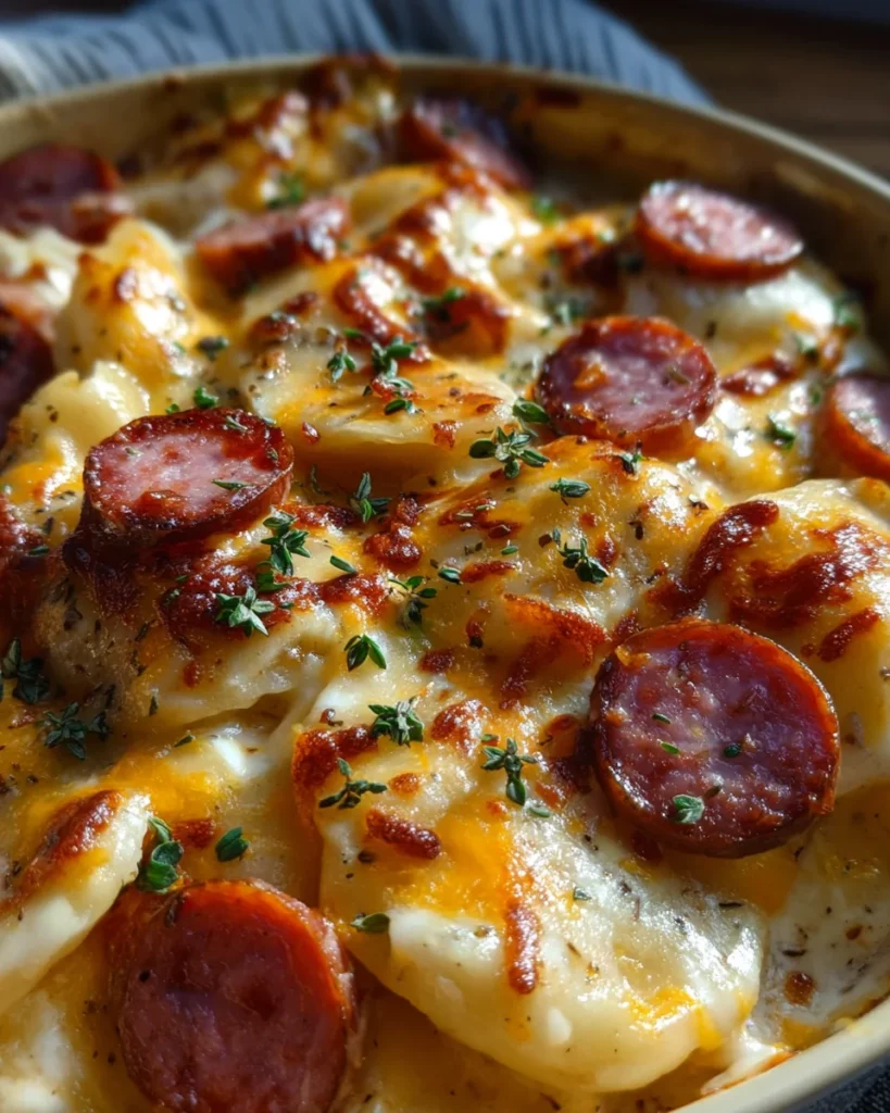 Crockpot Pierogi Casserole with Kielbasa