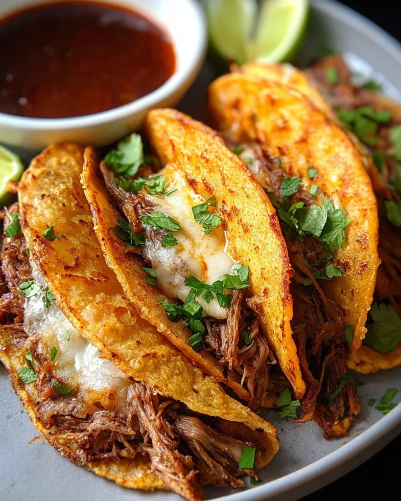 Easy Birria Tacos with Consomme in the Slow Cooker