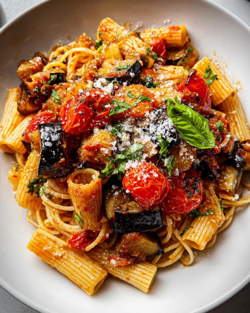 Eggplant and Fresh Tomato Pasta