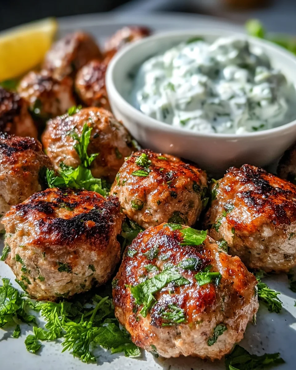 Greek Turkey Meatballs with Tzatziki