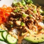 Ground Turkey Rice Bowls with Bang Bang Sauce