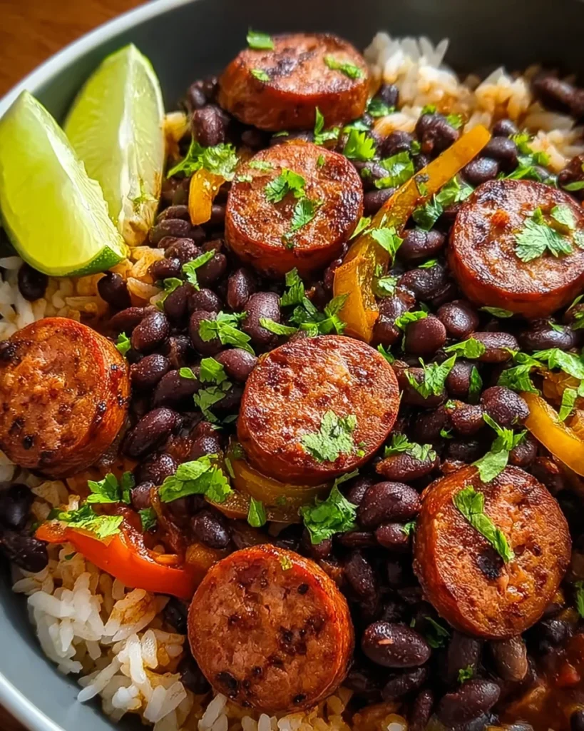 Hearty Black Beans and Rice with Sausage