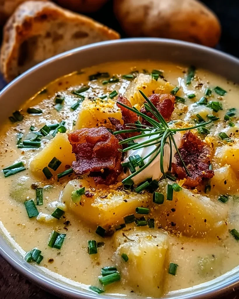 Hearty Cheddar Garlic Herb Potato Soup Recipe