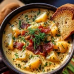 Hearty Cheddar Garlic Herb Potato Soup Recipe