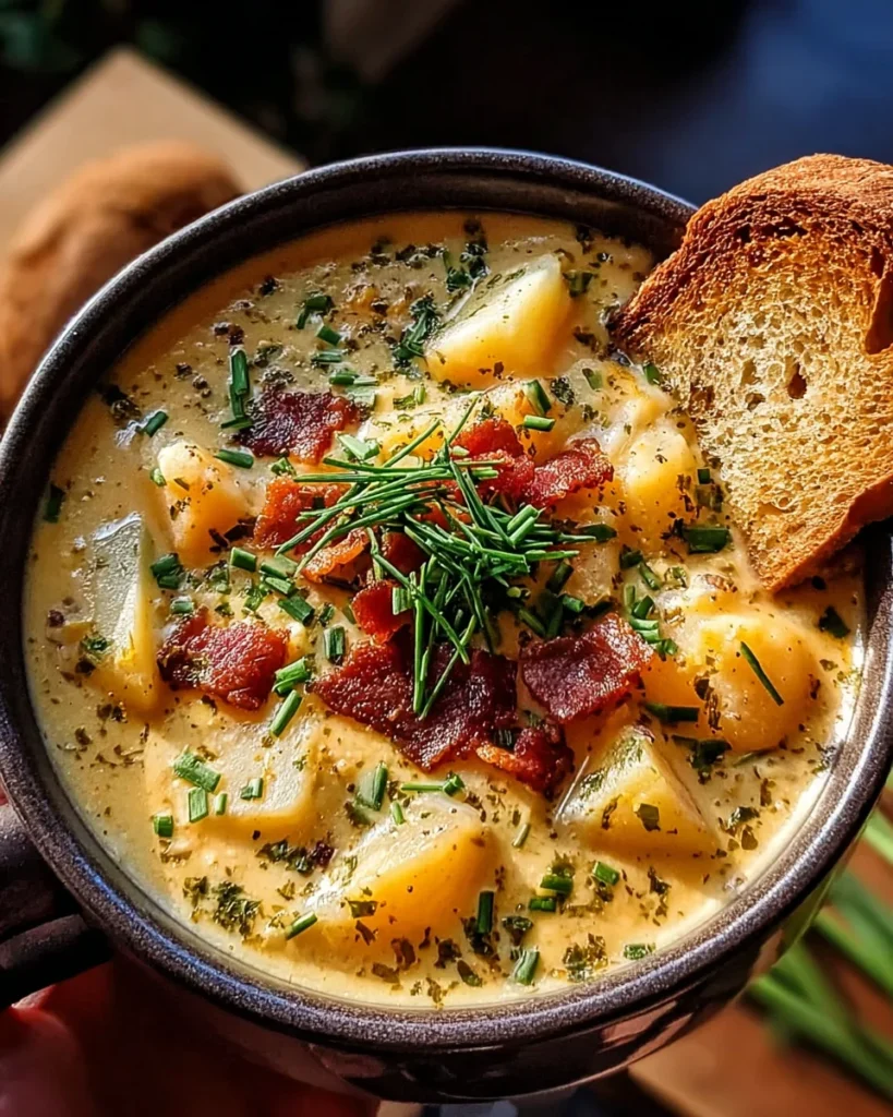 Hearty Cheddar Garlic Herb Potato Soup Recipe