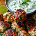 Juicy Greek Chicken Meatballs with Tzatziki