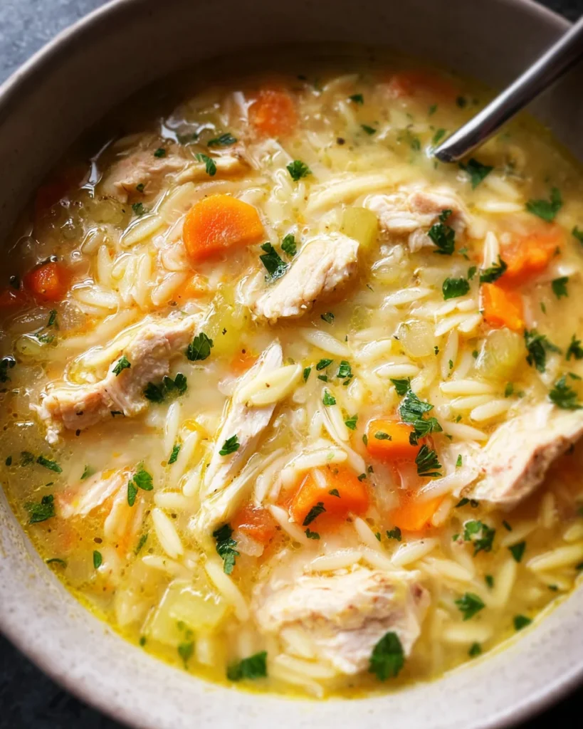 Lemon Chicken Orzo Soup
