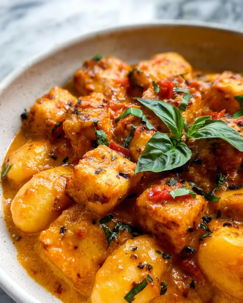 Marry Me Crispy Tofu with Gnocchi - Vegan & Dairy Free!