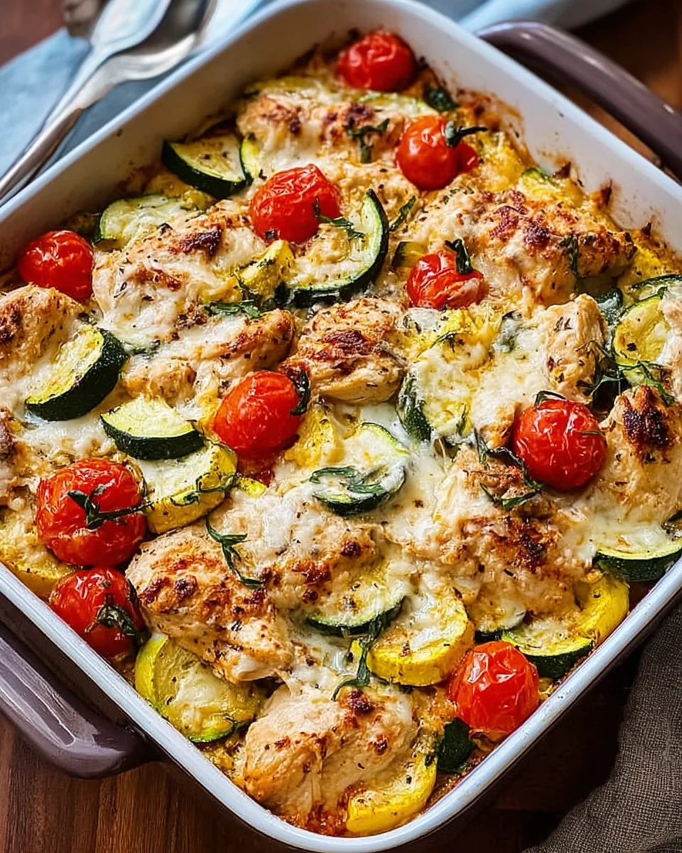Mediterranean Chicken Zucchini Bake