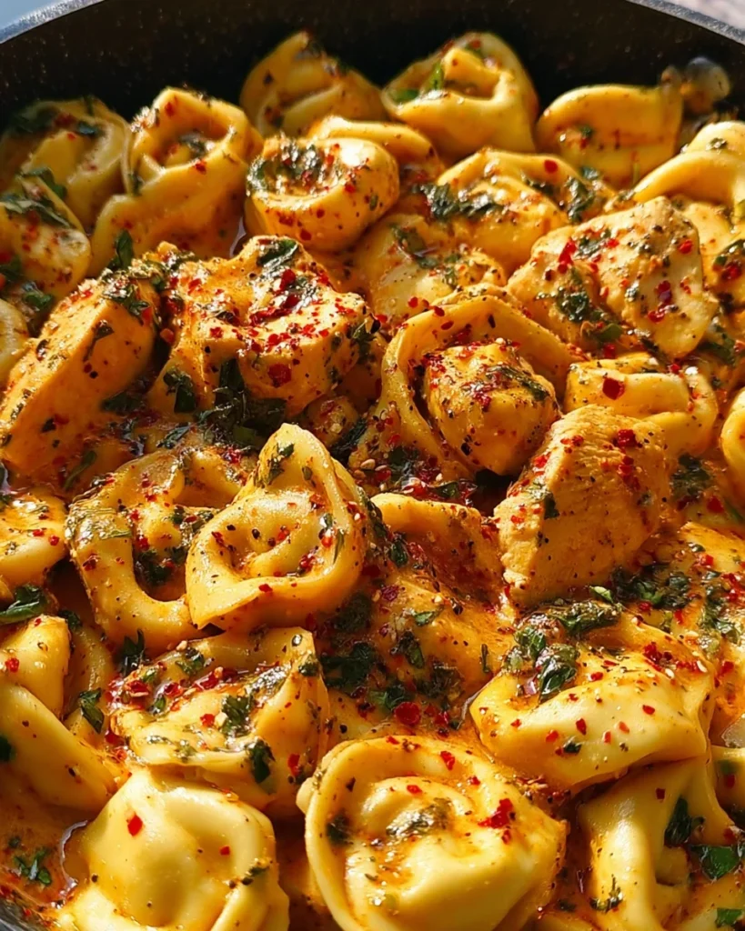 One-Pot Spicy Garlic Butter Chicken Tortellini