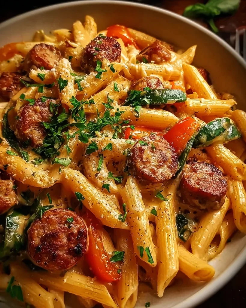 One Pot Creamy Cajun Sausage Pasta (30-Minutes)