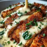 Parmesan Crusted Chicken with Creamy Garlic Sauce