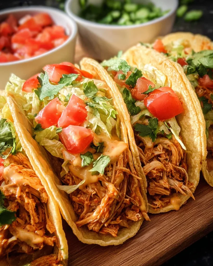 Slow Cooker Queso Chicken Tacos