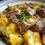 Slow Cooker Steak and Cheddar Potato Casserole