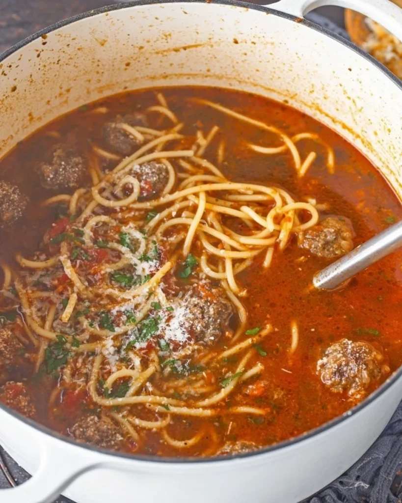 Spaghetti and Meatball Soup