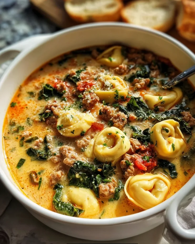Spicy Sausage and Tortellini Soup