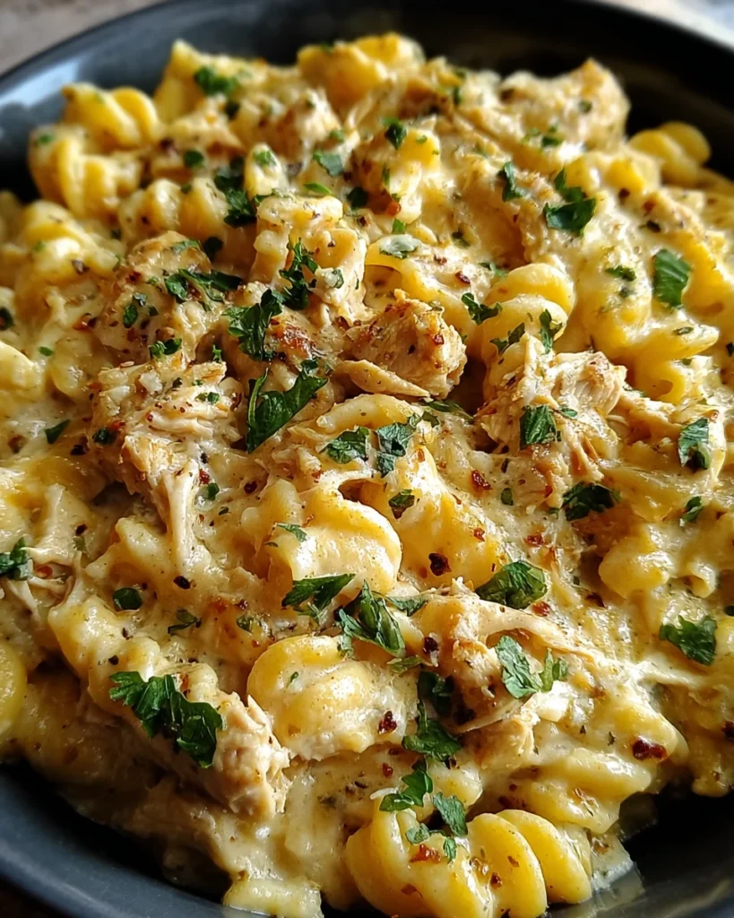 The Best Crockpot Garlic Parmesan Chicken Pasta Recipe