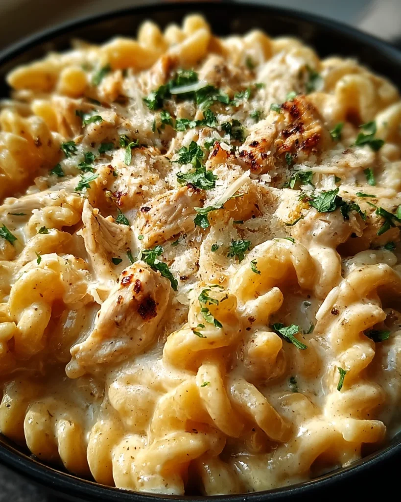 The Best Crockpot Garlic Parmesan Chicken Pasta Recipe