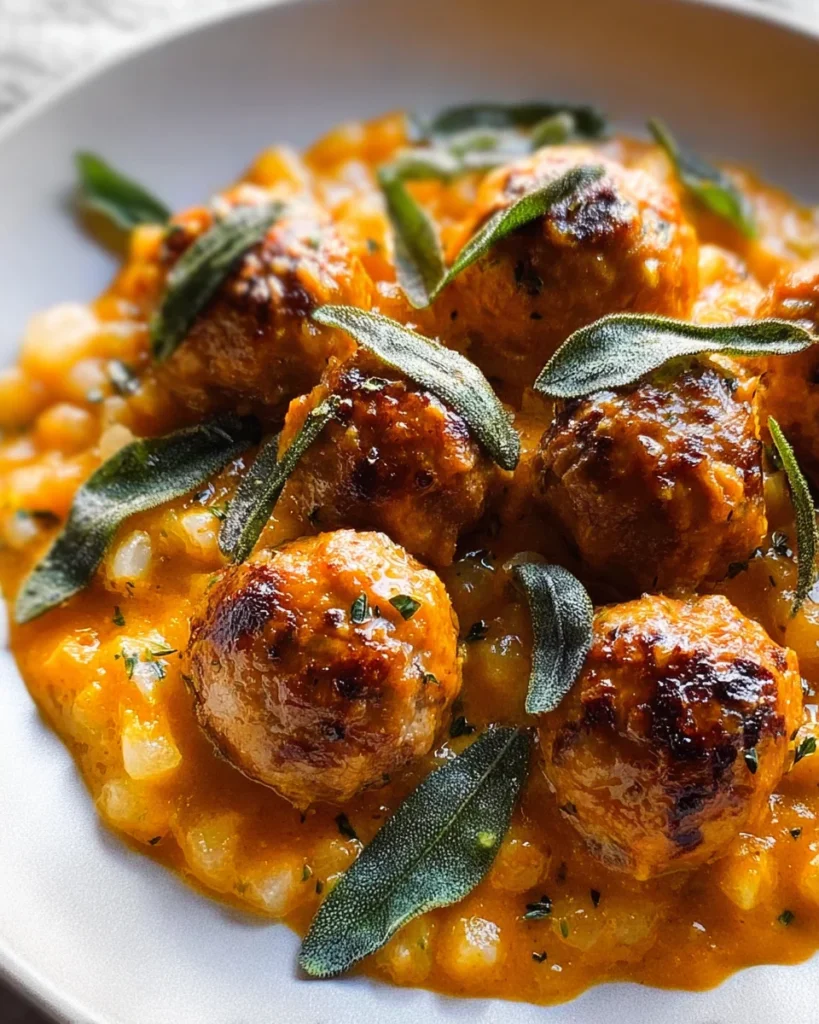 Turkey Meatballs in Pumpkin Sage Sauce
