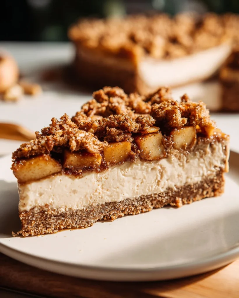 VEGAN APPLE CRUMBLE CHEESECAKE