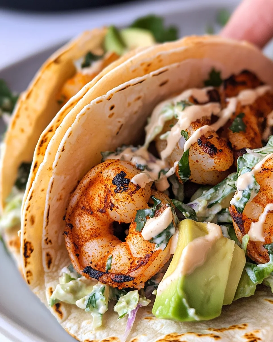 Cilantro Lime Shrimp Tacos with Creamy Slaw