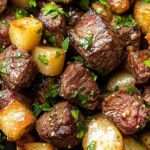 Garlic Butter Steak Bites and Potatoes