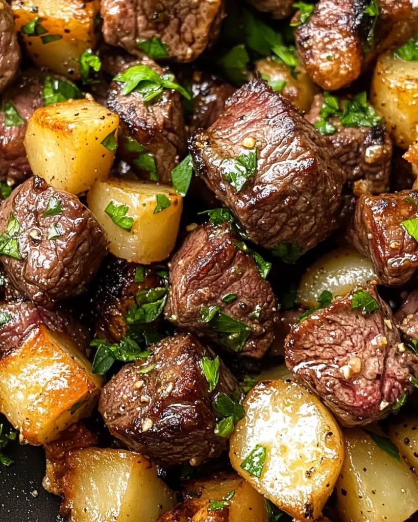 Garlic Butter Steak Bites and Potatoes