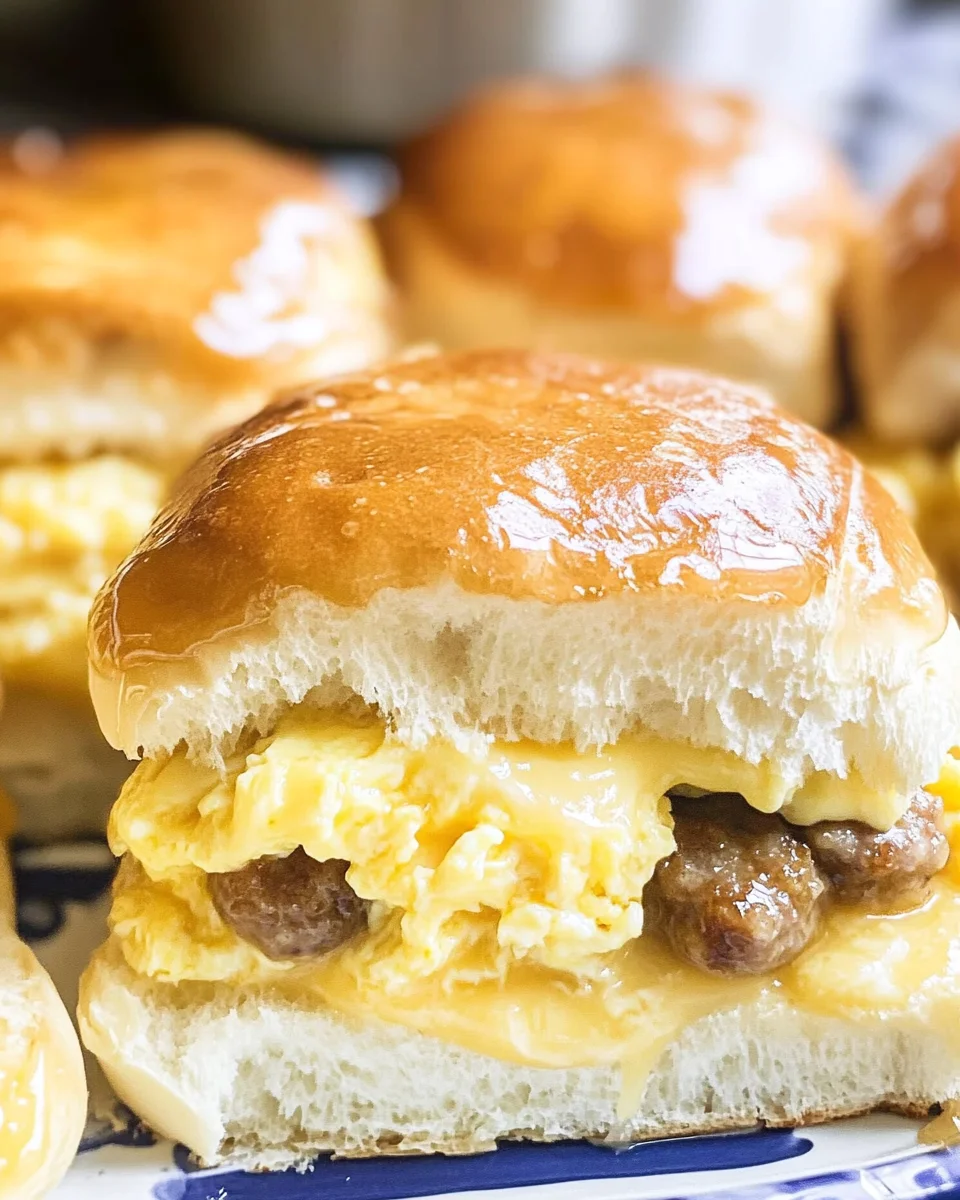 Sausage Egg and Cheese Breakfast Sliders with Syrup Glaze